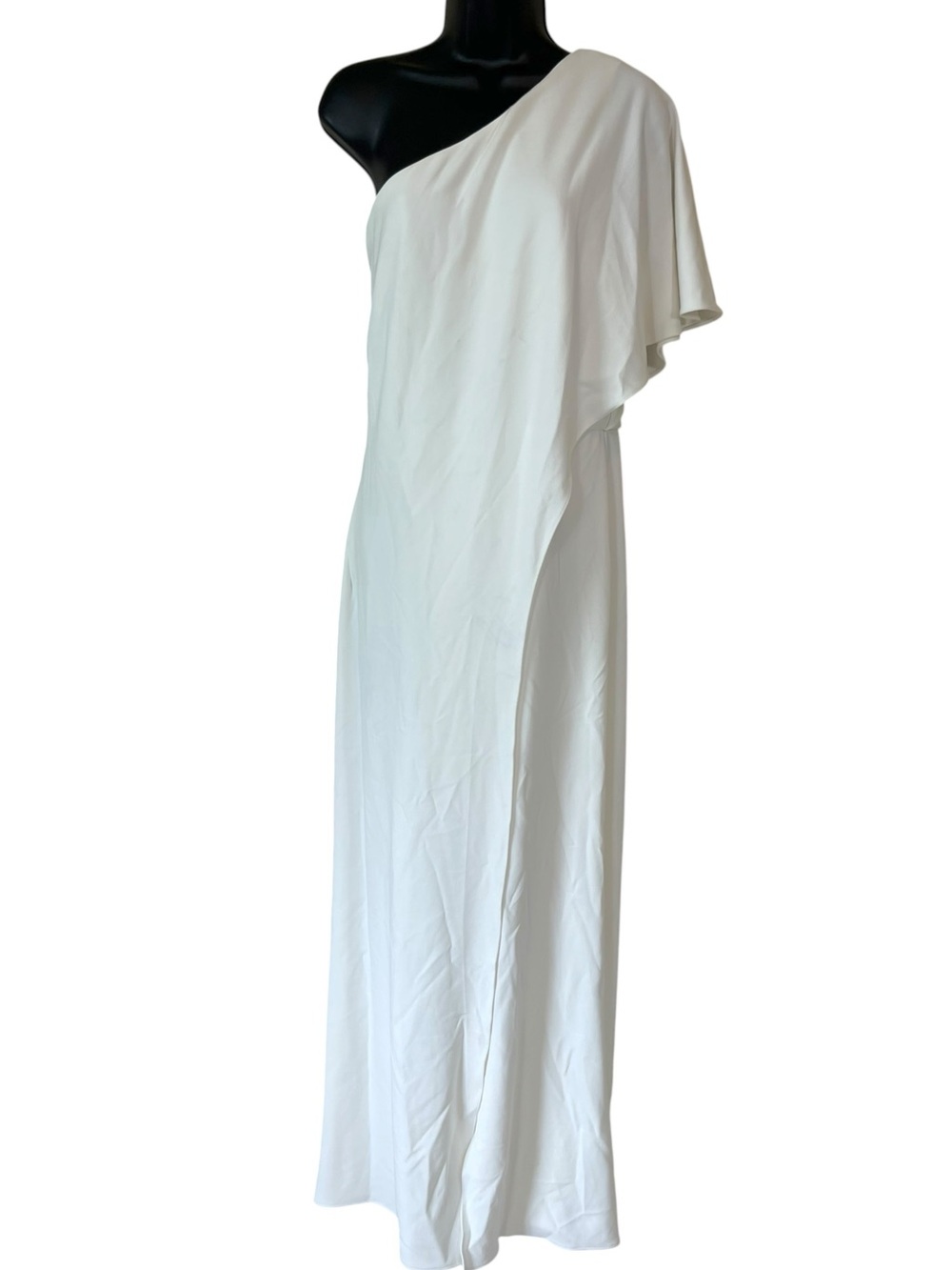 ALEXIA ADMOR Ivory One-Shoulder Ruffle Jumpsuit
